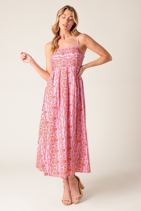 the-evette-pink-woven-midi-dress Flying Tomato-Sophia's StyleDRESSES-1